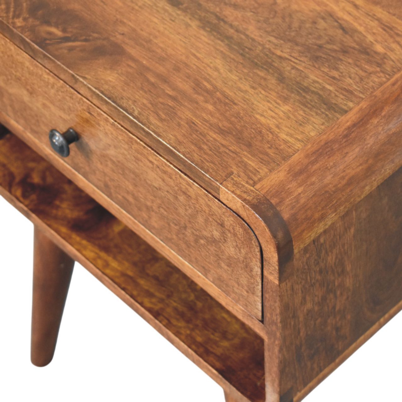 Avora Chestnut Nightstand with Drawer and open slot