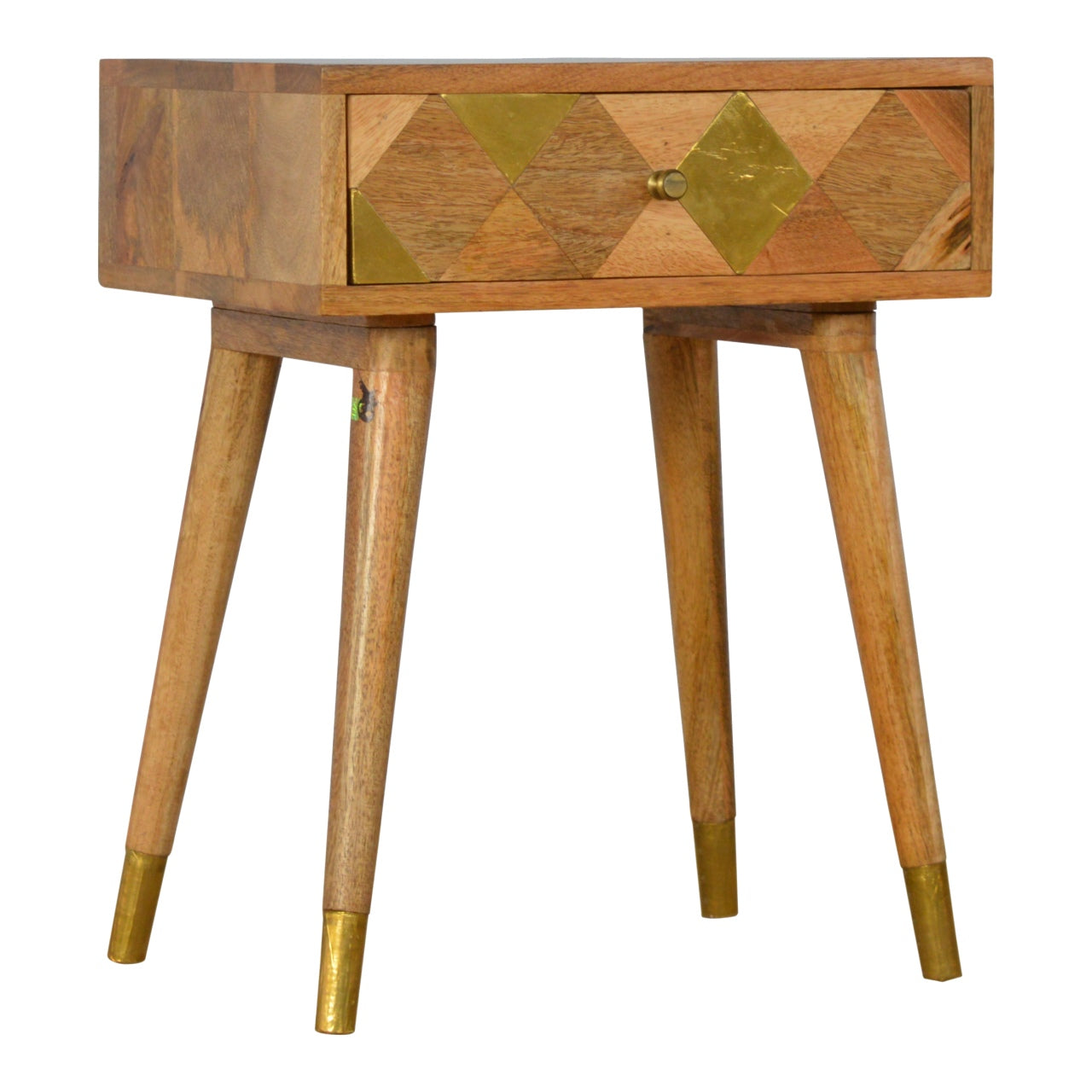 1 Drawer Gold Brass Nightstand