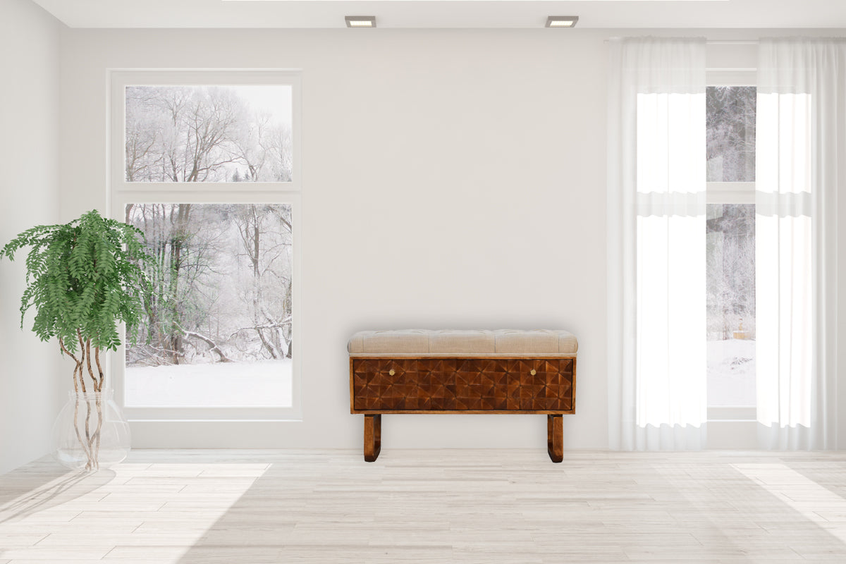 'U' Chestnut Pineapple Bench