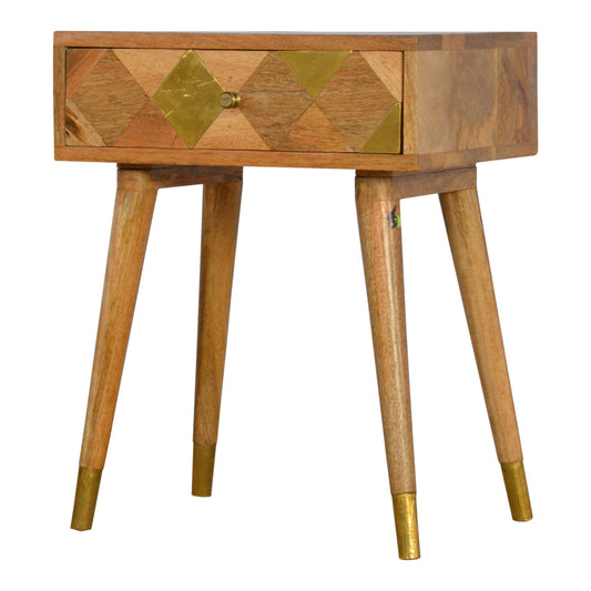 1 Drawer Gold Brass Nightstand